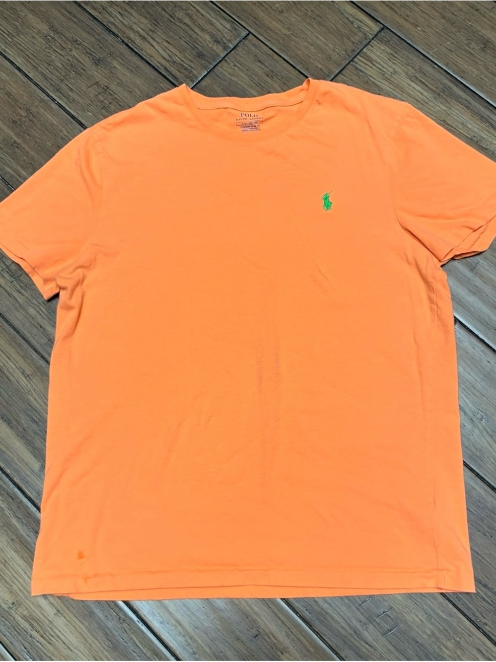 Polo by Ralph Lauren Bright Orange Short Sleeve Tee with Green Polo Pony